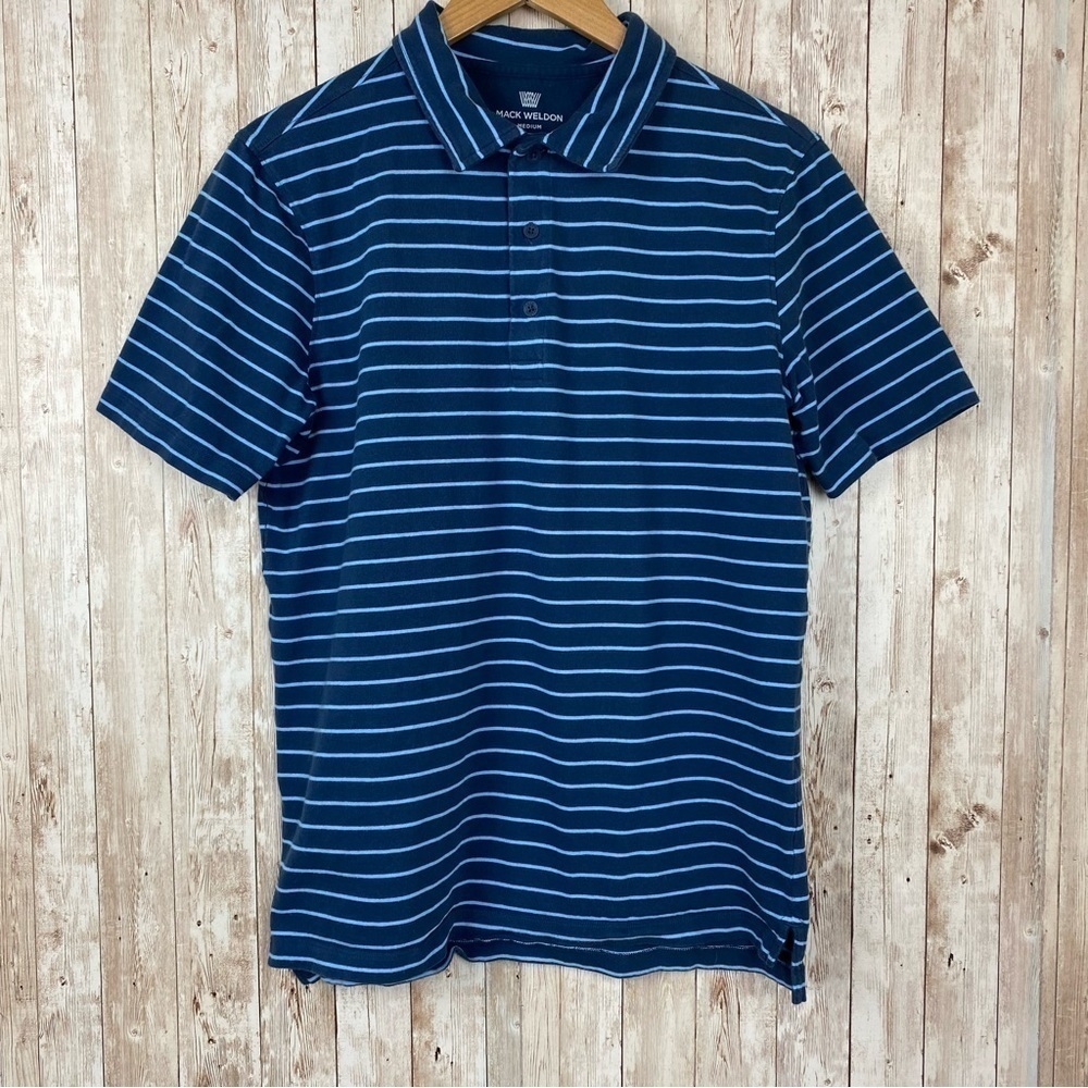 Mack‎ Weldon Striped Short Sleeve Polo Shirt Size Medium Men